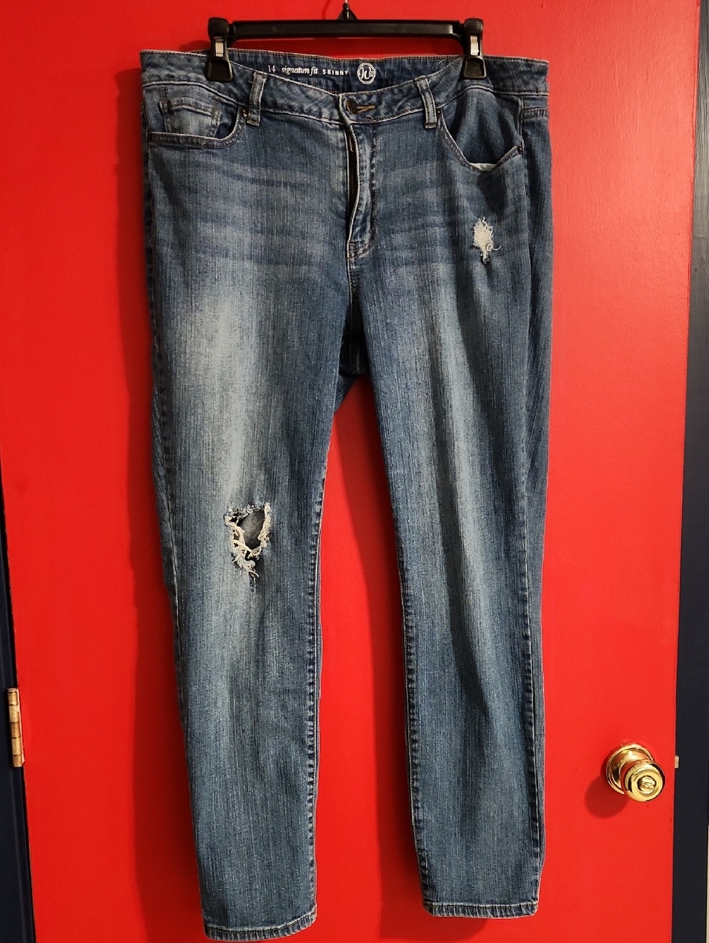 14W Dress Barn Women’s Skinny Distressed Blue Jeans